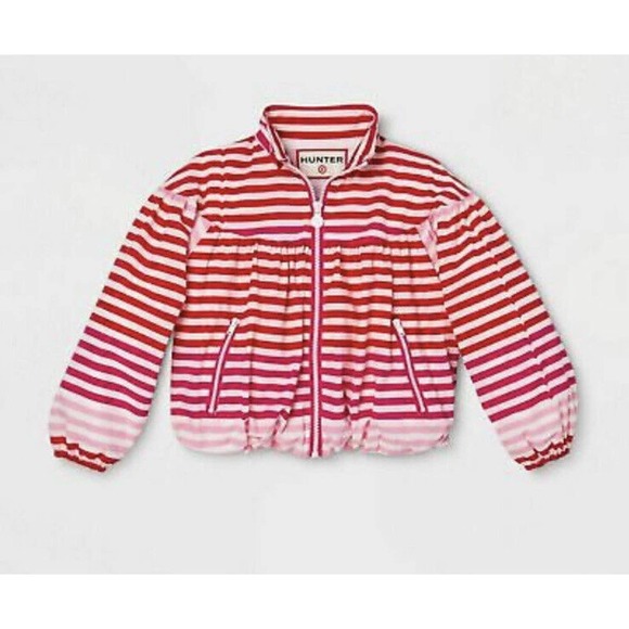 Hunter For Target Girls Windbreaker XL Jacket Red Pink Striped Blouson New E5 - Picture 1 of 6